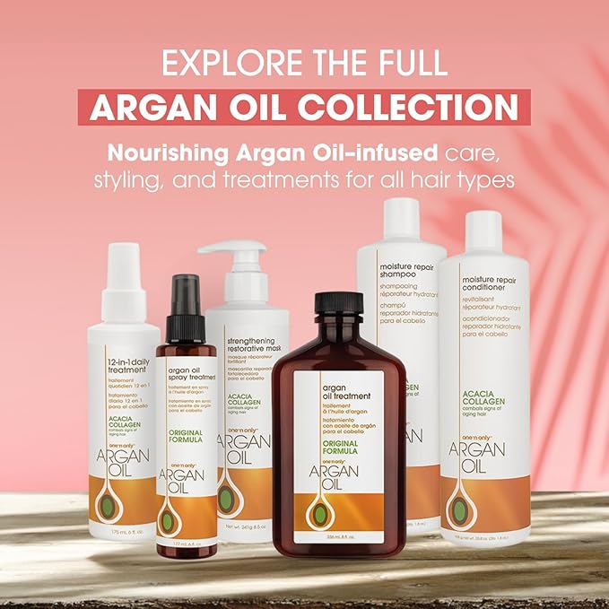 One 'N Only Argan Oil Hair Treatment - Lightweight & Hydrating Hair Oil for Natural, Wigs & Extensions - Shine Enhancing, Heat Protectant & Frizz Control (8 oz)