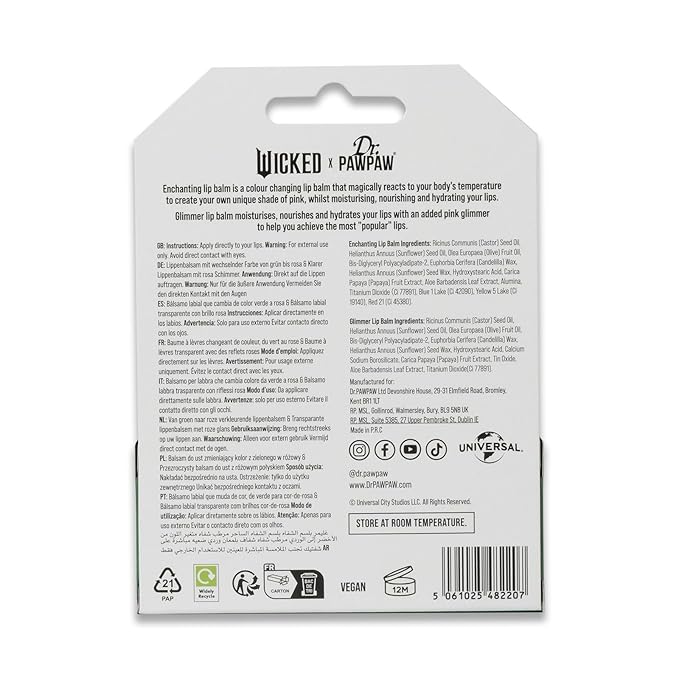 Dr. PawPaw Wicked Enchanting & Glimmer Lip Balm Duo - Moisturizing, Tinted Lip Balm for Women - Vegan, Nourishing, Hydrating - 2 pc