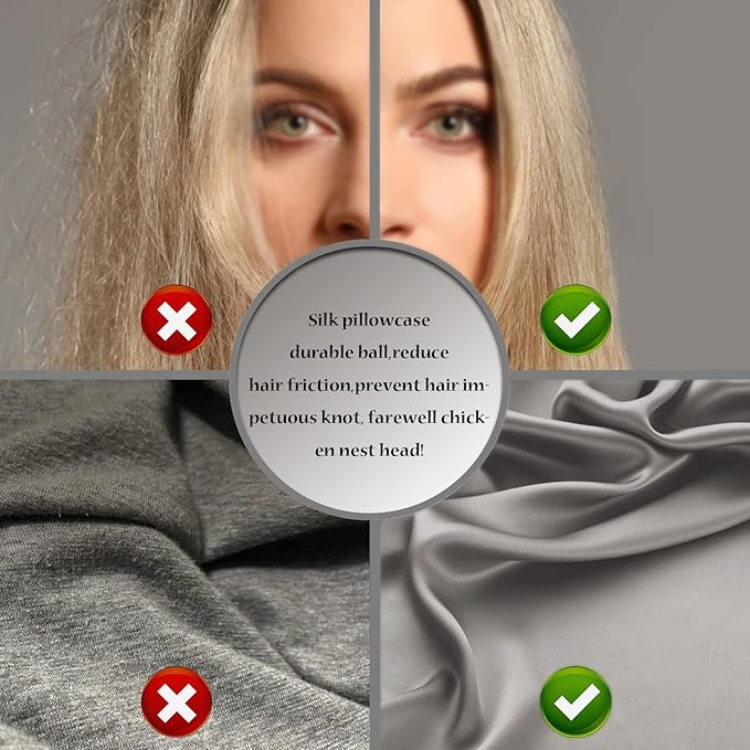 Silk Body Pillowcase Mulberry Silk Pillow Cases with Zipper Soft Breathable Smooth Cooling 20x54 inches Pillowcase for Sleep (Gray,20"X 54",1Pcs)