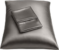 BLISSFORD Satin Pillowcase with Zipper, for Hair and Skin Care, Feels Soft and Cool Like a Silk Pillowcase, Satin Pillow Cases 2 Pack, Slik Pillow Cover, Dark Grey - Standard Size