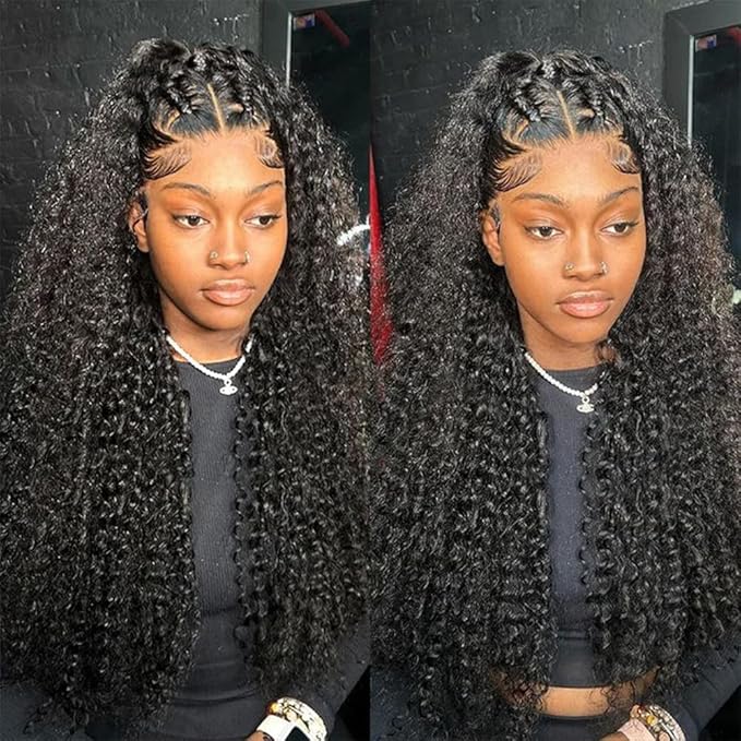 13x6 Lace Frontal Wigs Virgin Curly Human Hair Wigs 250% Density 20 Inch Deep Wave Lace Front Wigs Human Hair 13x6 Full Lace Front Wigs Pre Plucked for Women Natural Color