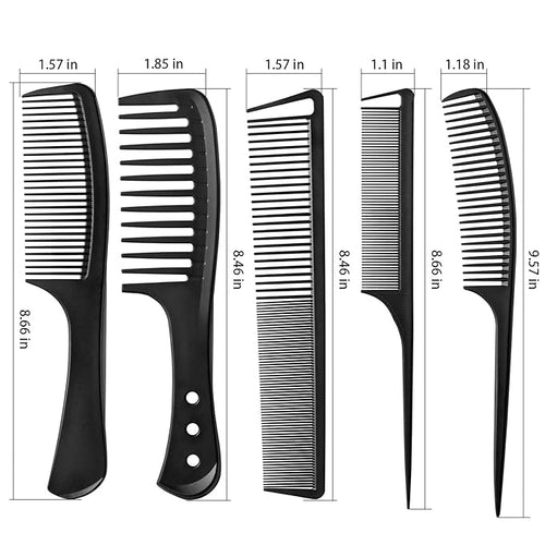 5PCS Professional Hair Comb Set - Wide Teeth, Fine Teeth & Rat Tail Comb, Hairstylist-Grade, Suitable for All Hair Types, Unisex