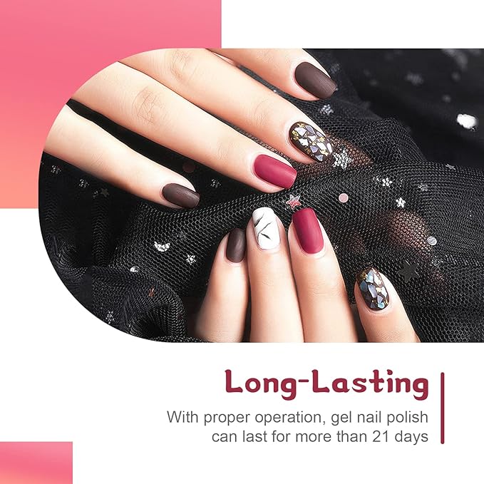 JODSONE Gel Nail Polish Starter Set Ribbon Glitter Summer Light Winter Dark Glossy 36-Piece Multi-color Gel Nail Polish Set