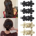 Flower Hair Clips for Women - French Flat Hair Claw, Matte Clips, Non-Slip Cute Duck Billed Claw for Thick Hair, Girls (Black, White)