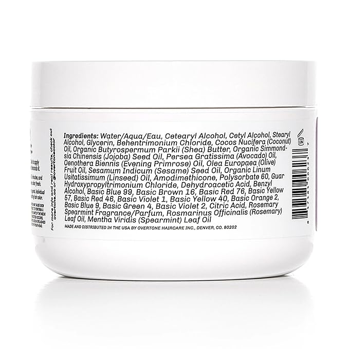 Overtone Semi Permanent Hair Color Conditioner, Vibrant Purple, 8 oz, Nourishing, Damage-Free, Color Depositing Mask for All Hair Types with Shea Butter & Coconut Oil, Vegan & Cruelty-Free