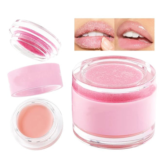 2 In 1 Lip Care Set - Lip Sleep Mask & Lip Scrub - Lip Wrinkles Improve - Cracked Lip Lipstick & Moisturizing Cream - Night Exfoliation Improve Dry and Peeling Lips - Suitable for All Skin Lip Primer