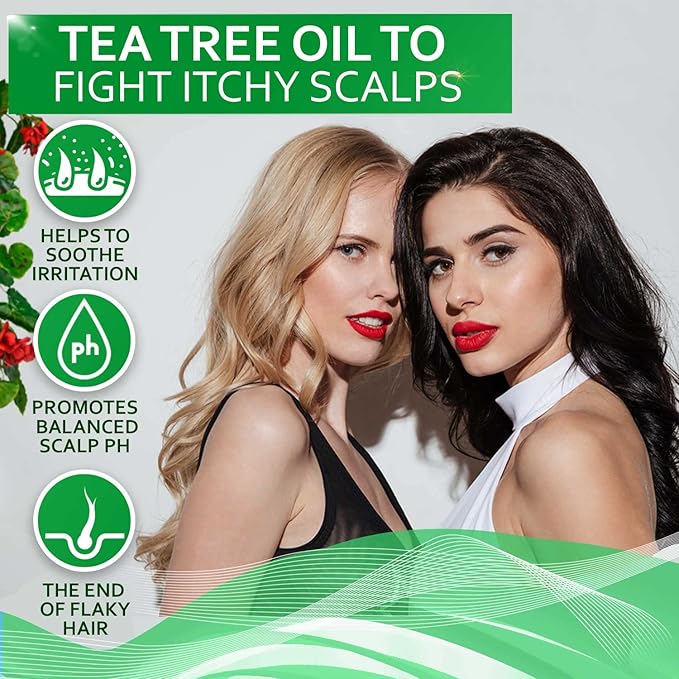 Tea Tree Oil Hair Serum - Moisturizer Treatment for Fighting Dandruff and Repair Dry, Damaged Hair and Itchy Scalp - Care and Styling Products for Women and Men - With Anti Frizz Keratin for Shine