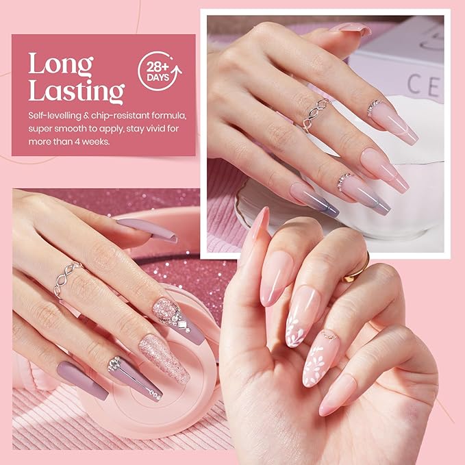 Beetles Gel Nail Polish Set 6 Colors Pink Nude Gray Glitter Gel Polish Wedding Nail Polish Bridesmaid Nail Art Design Soak Off Uv LED Lamp Needed Manicure Set Gifts for Women Bridesmaid Beauty