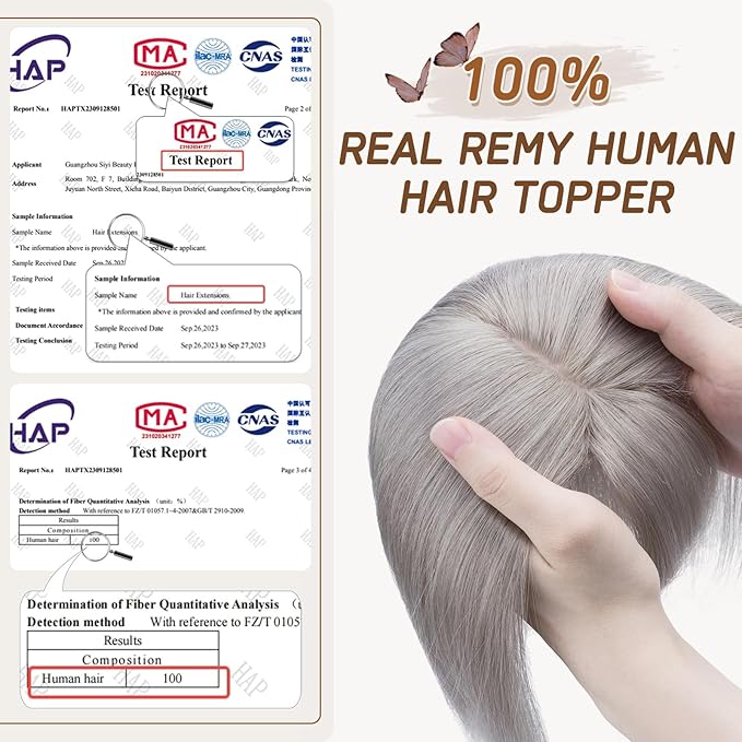 Rich Choices Real Human Hair Toppers for Women With Bang 100% Remy Human Hair Topper for Thinning Hair Clip in Silk Base Hair Topper 10 Inch GREY