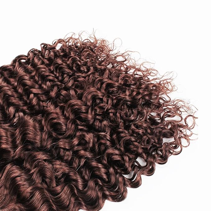 Brown Kinky Curly Bundles Human Hair Color 4 Bundles 16 18 20 Inch Niegmeag Virgin Remy Hair Extensions Double Weft Soft and Skily Chocolate Brown Curly Bundle Hair Weave