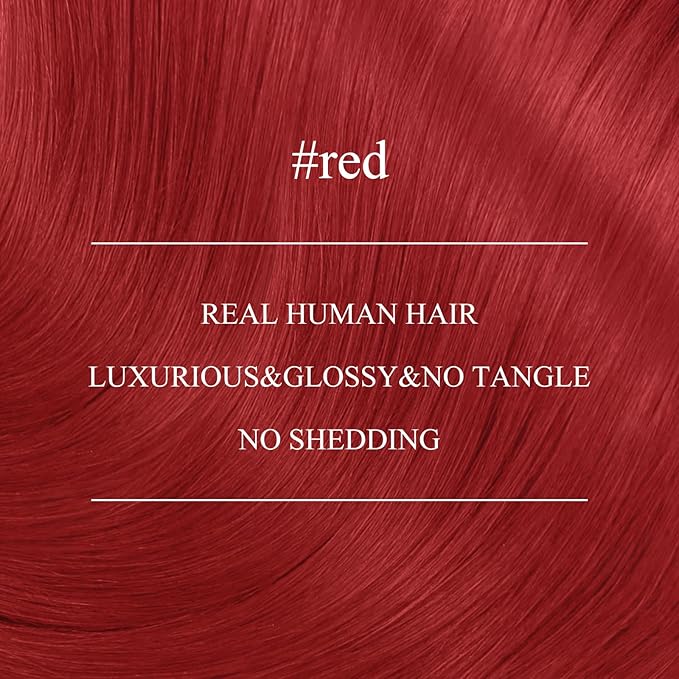 YoungSee Nano Ring Hair Extensions Human Hair Red Nano Bead Hair Extensions Colored Nano-Link Extension Nano-Loop Extension Red Remy Short Straight Hair for DTY Your Hairstyle