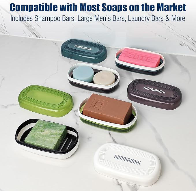 Shampoo Bar Holder Travel Case, Large Soap Holder for 5 oz/10 oz Oversized Bars, Durable & Versatile Storage Soap Container with Drainage Layer (1 Pack, White Style A-Large)