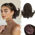 BARSDAR Short Brown Ponytail Extension - 10 Inch Wavy Drawstring Ponytail Hair Extensions for Women - Synthetic Comb Clip on Ponytail Hairpieces Fake Pony Tails Daily - Brown