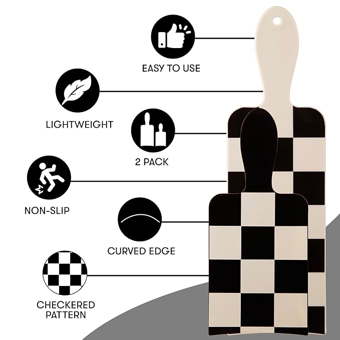 FRAMAR Checkered Balayage Board and Paddle Set - Long and Short Foil For Highlights, Highlighting Board, Hair Salon Supplies, For Enhanced Precision - 2 Pack - Cream and Black