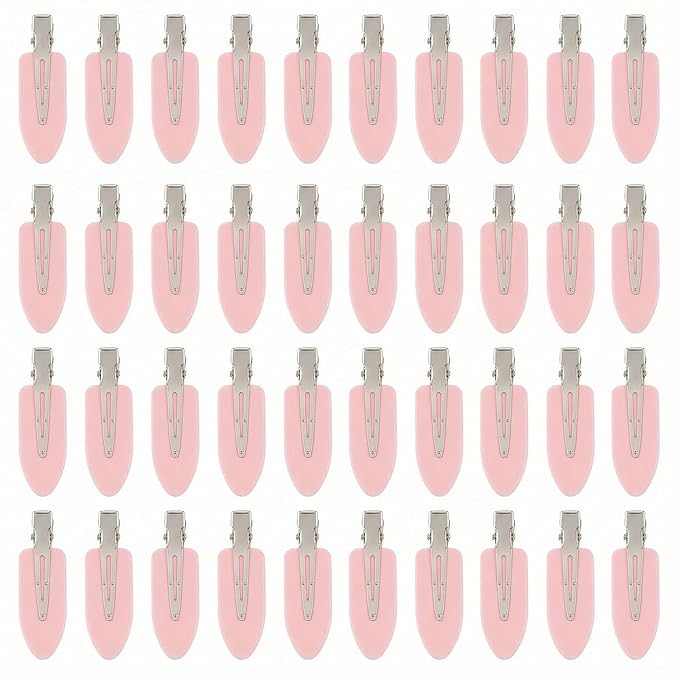 No Crease Hair Clips Makeup Pin Curl Clip Bulk 40Pcs Multicolor No Bend Dent Bang Creaseless Hair Clips for Makeup Application Bangs Hairpin Setting Pins Clip for Women Styling (M.Pink)