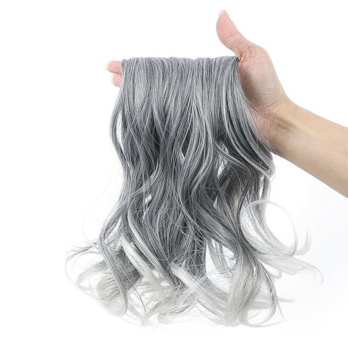 Claw Clip Ponytail Extension 18" Clip in Wavy Ponytail Hair Extensions Long Pony Tails for Women Extensions Sliver Gray to Platinum Blonde Wave Hairpiece