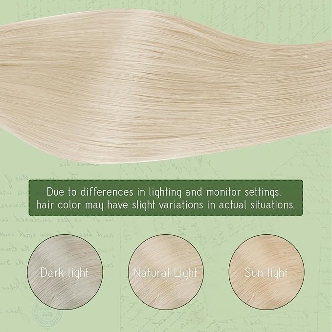 RUNATURE Clip in Hair Extensions Real Human Hair, Real Hair Extensions Clip in Human Hair for Women, Blonde Remy Natural Hair, 16 Inch 120g 7pcs, #800 Platinum Blonde