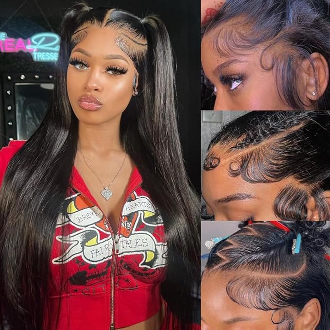 28 Inch Lace Front Wigs Human Hair Pre Plucked 200 Density Glueless HD Lace Frontal Wigs Human Hair with Baby Hair 13X6 Straight wig Lace Front Wigs for Women