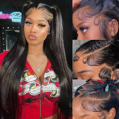 28 Inch Lace Front Wigs Human Hair Pre Plucked 200 Density Glueless HD Lace Frontal Wigs Human Hair with Baby Hair 13X6 Straight wig Lace Front Wigs for Women