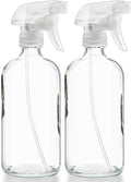 Sally's Organics® Empty Clear Glass Spray Bottles - Refillable 16 oz Containers for Essential Oils, Cleaning Products, Aromatherapy, Misting Plants, or Cooking - Sprayer with Mist and Stream - 2 Pack