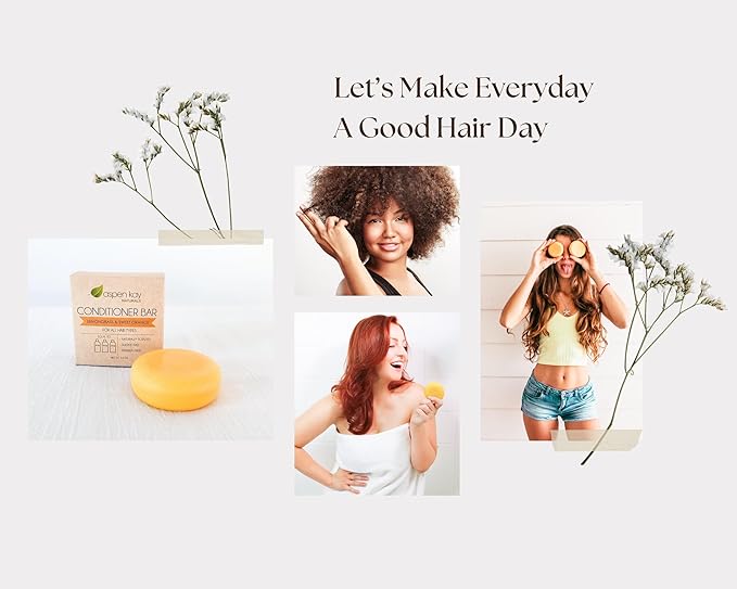 Solid Lemongrass & Sweet Orange Conditioner Bar, Natural & Organic, For All Hair Types Including Frizzy, Sulfate-Free & Cruelty-Free, 2.3 Ounce (2-Pack)