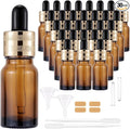 30 Pack 10ml Amber Glass Dropper Bottles with Droppers, Funnels & Labels for Essential Oils, 1/3oz Eye Dropper Bottles with Golden Caps, Brown Empty Glass Tincture Vials for Travel