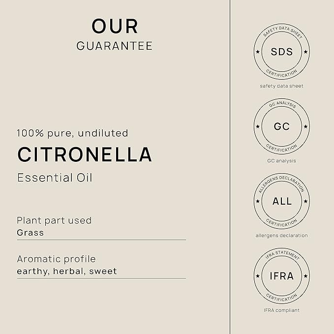 VINEVIDA Citronella Java Essential Oil - Gallon Citronella Oil Undiluted - Bulk Gallon Essential Oil for Soap Making Safe for Skin - DIY Candle Scents for Candlemaking Scents - 8 lbs Citronella Oil