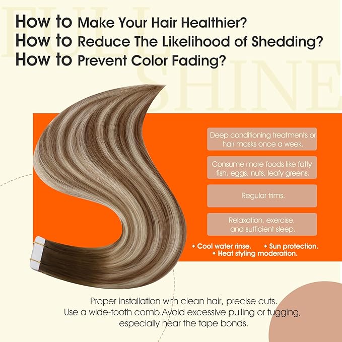 Full Shine Human Hair Tape in Extensions 12 Inch Tape Hair Extensions 3 Darker Brown to 8 Ash Brown Highlight 22 Medium Blonde Tape ins for Women Pu Tape in Hair 30 Gram 20 Pcs Natural Straight