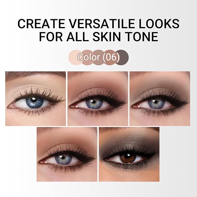 Erinde 5 Colors Matte Eyeshadow Palette Makeup, Natural Classic Nude Neutral Nude Brown Eye Shadow, Long Wearing Waterproof Everyday Eye Makeup for Brown Eyes, Cool-Toned Nude Taupe Brown, 06