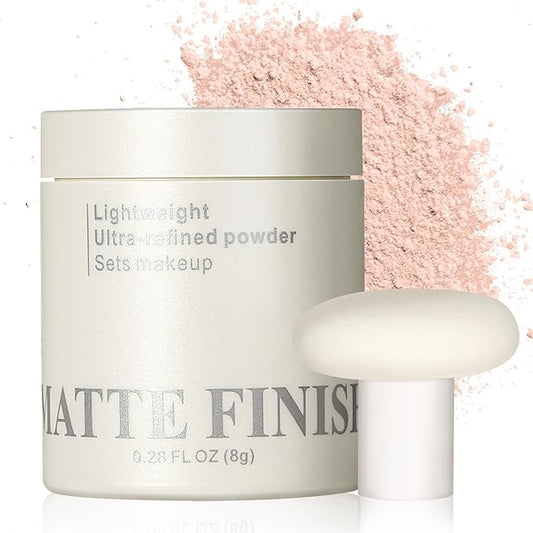 Erinde Pink Translucent Matte Setting Powder with Puff, Face Loose powder Makeup, Oil Control Finishing Powder, Lightweight Blurring Powder, Waterproof, 24H Long-Lasting, Creates Soft Focus Effect