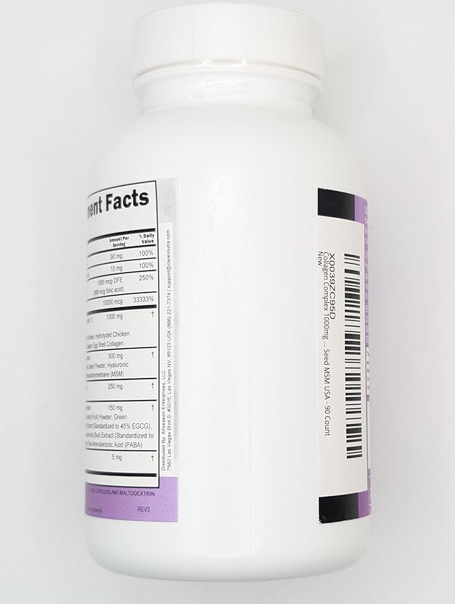 Clean Nutraceuticals Collagen Pills 1000mg Biotin 10000mcg Keratin Saw Palmetto Hyaluronic Acid - Hair Skin & Nails Vitamins & DHT Blocker with Vitamin E Folic Acid Pumpkin Seed MSM - 90 Count