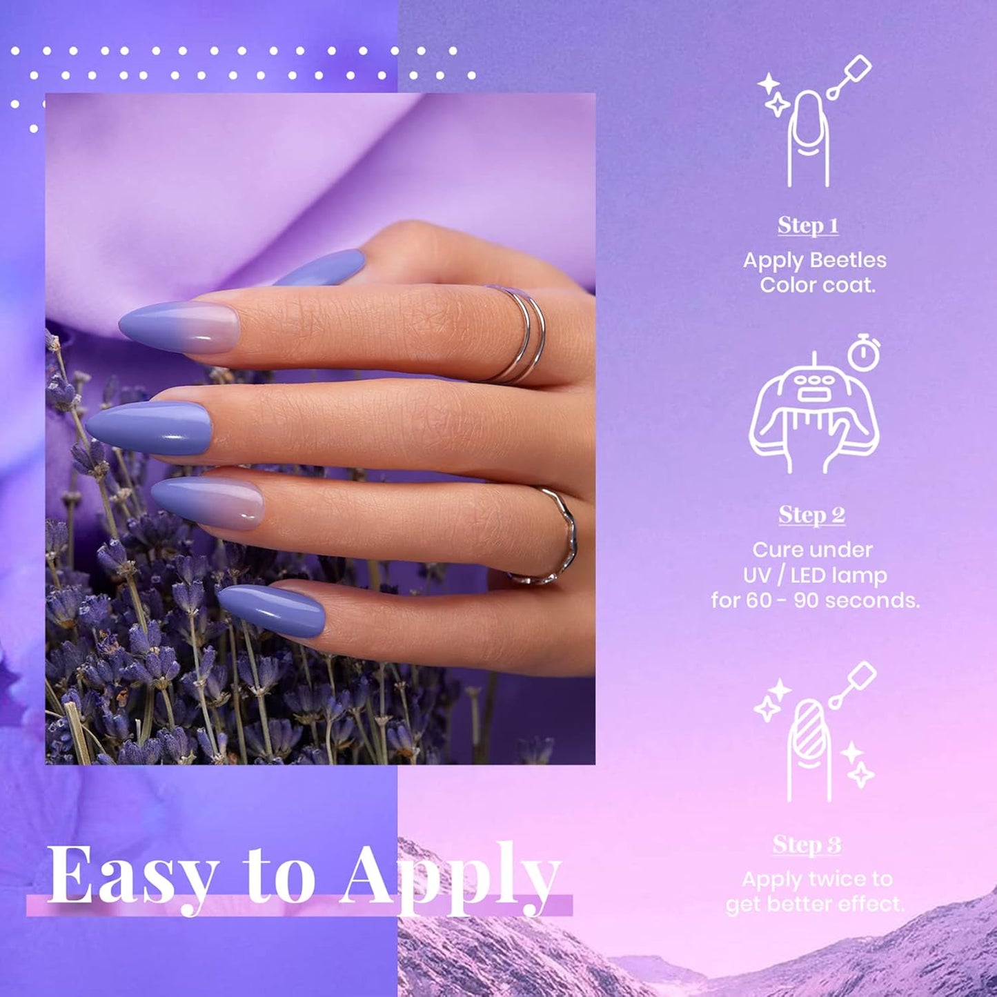 beetles Gel Polish Purple Gel Nail Polish Periwinkle Color 15ml Soak Off Uv Lamp Nail Art Manicure Salon Design DIY Home Gift for Women Girls