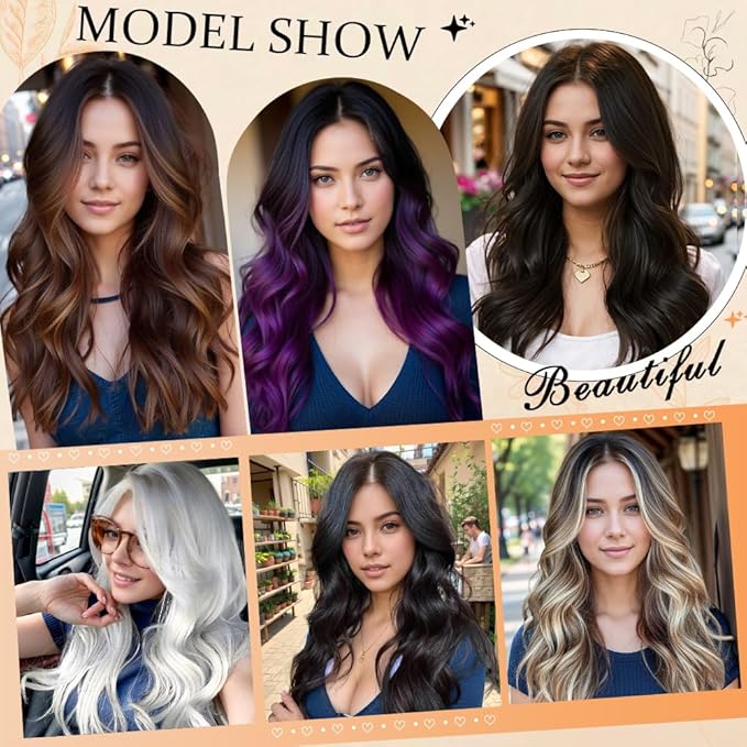 Purple Wig for Women, 18 Inch Middle Part Wavy Curly Wigs Synthetic Heat Resistant Soft deep wave Wig for Women Daily Use (Purple, 18 Inch)
