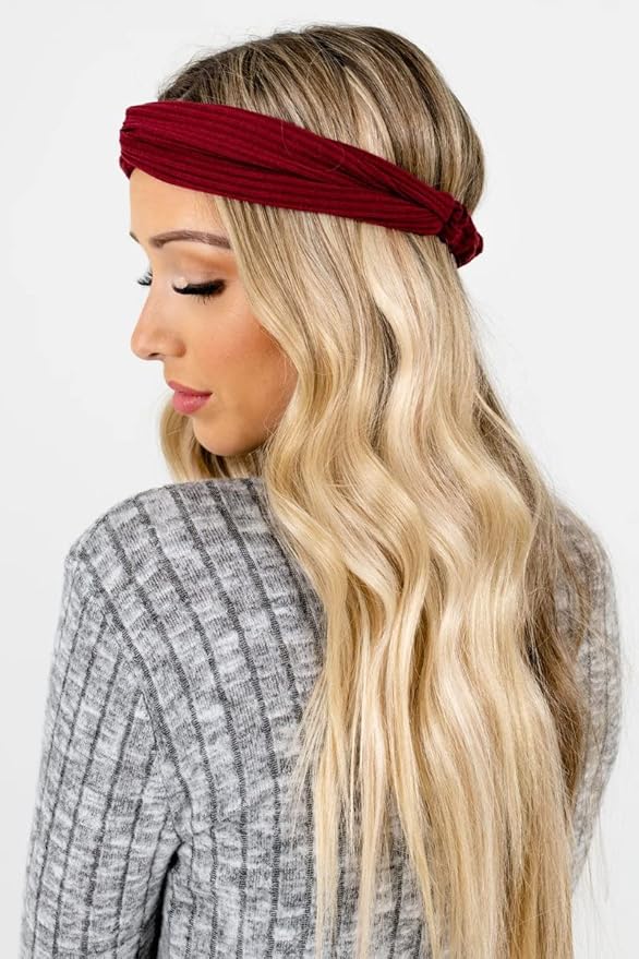 Huachi Hairband for Women's Hair, 8pcs Elastic Headbands for Women, Solid Color, Ribbed Knitting, Soft, Non-slip, Stretchy, Breathable, Suitable for Any Occasions, Hair Styling Accessories