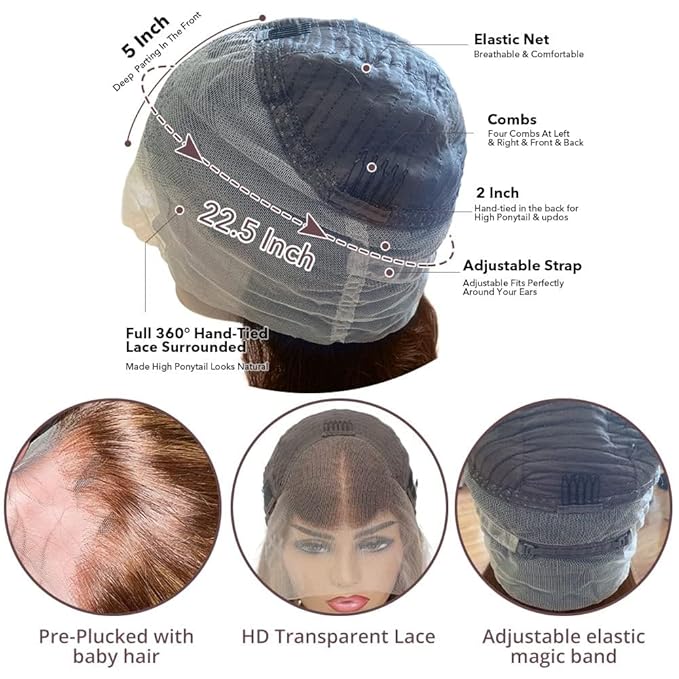 AMIRTY 250 Density 34 Inch 360 Lace Front Wigs Human Hair Honey Blonde Body Wave Lace Front Wigs Full 360 Glueless HD Transparent Lace Front Wigs for women 4/27