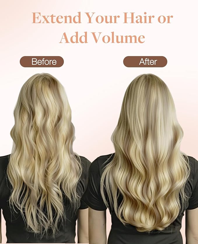 GOO GOO Invisi Edge Tape in Hair Extensions Human Hair, 18A/613A Dark Blonde Highlighted Bleach Blonde 20pcs injected with 20pcs classical tape ins, 10inch 60g, Virgin Remy Hair, Natural Look