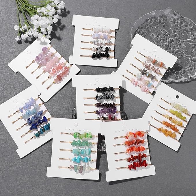 Crystal Hair Pins Gemstone Jeweled Bobby Pin Decorative Hair Accessories for Women Colorful Hairpins Set of 15