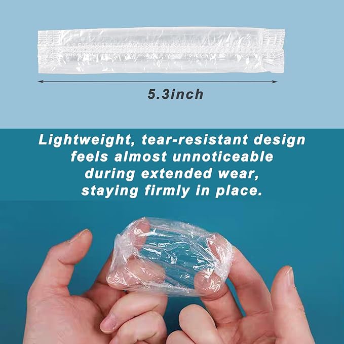 400 Pack Disposable Waterproof Ear Covers for Shower, Swimming & Hair Dye - Elastic Clear Plastic Ear Caps for Salon, Travel, Adults & Daily Use