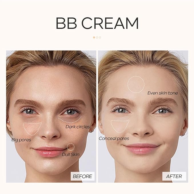 KWOLYKIM 2PCS Hydrating Makeup BB Cream, Tinted Moisturizer Face Makeup BB Cream Foundation Waterproof Concealer Brighten Color Correcting Cream Nude Makeup Long Lasting for All Skin(Deep)
