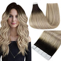 Full Shine Tape in Extensions Color 2 Fading to 18 Ash Blonde Highlight 60 Balayage Human Hair Extensions Tape ins 22 Inch Tape Extensions Human Hair 50g Tape Ins Human Hair Extensions 20PCS
