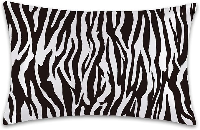 Zebra Black and White Satin Pillow Case Queen Size,Soft Pillowcases for Hair and Skin Similar to Silk,Pillowcases with Hidden Zipper Bedding Accessories,20X30 Inches,1 Pack