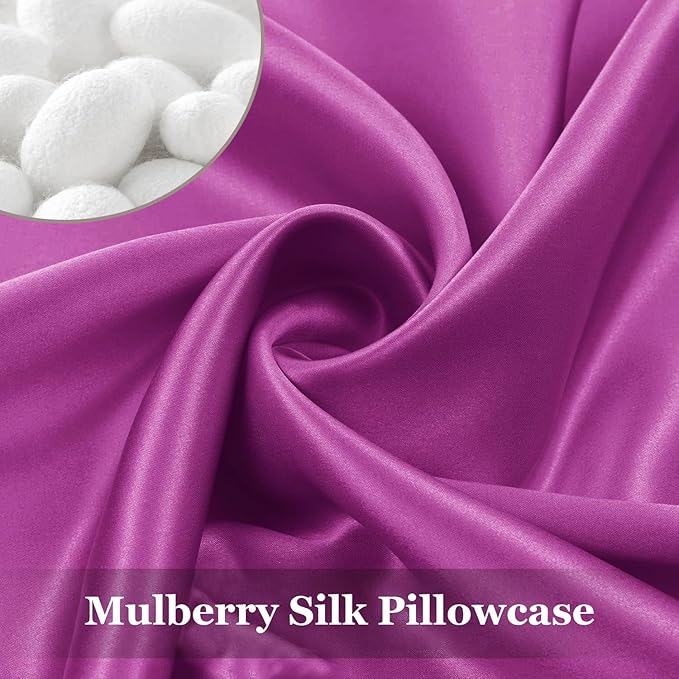 Adubor 100% Silk Pillowcase - Mulberry Silk Pillow Cases, 23 Momme 6A Grade Fibers, Silk Pillow Case for Hair and Skin Health, with Hidden Zipper (King 20''×36'', Dark Purple, 1PC)
