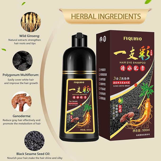 Hair Dye Shampoo, Dark Wine Red Hair Dye 3 in 1 for Men Women, Natural Burgundy Hair Color Shampoo, Root Touch Up, Easy to Use for All Hair Types Para Canas 16.9 Fl Oz (Dark Wine Red)