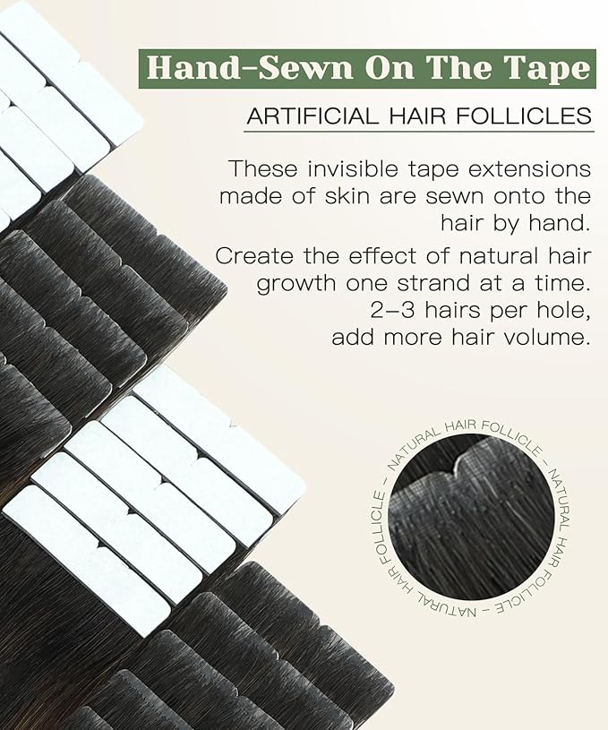 SURNEL Injected Tape in Extensions Human Hair 18 Inch Natural Black to Medium Brown and Caramel Blonde Invisible Tape in Extensions 20 Pcs40g(#1B427,18)
