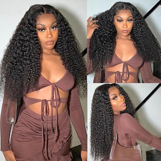 26 Inch 13x6 Deep Wave Lace Front Wigs Human Hair 250% Density HD Lace Frontal Wigs Human Hair Glueless Deep Curly Wigs for Women Pre Plucked Glueless Wigs Natural Color