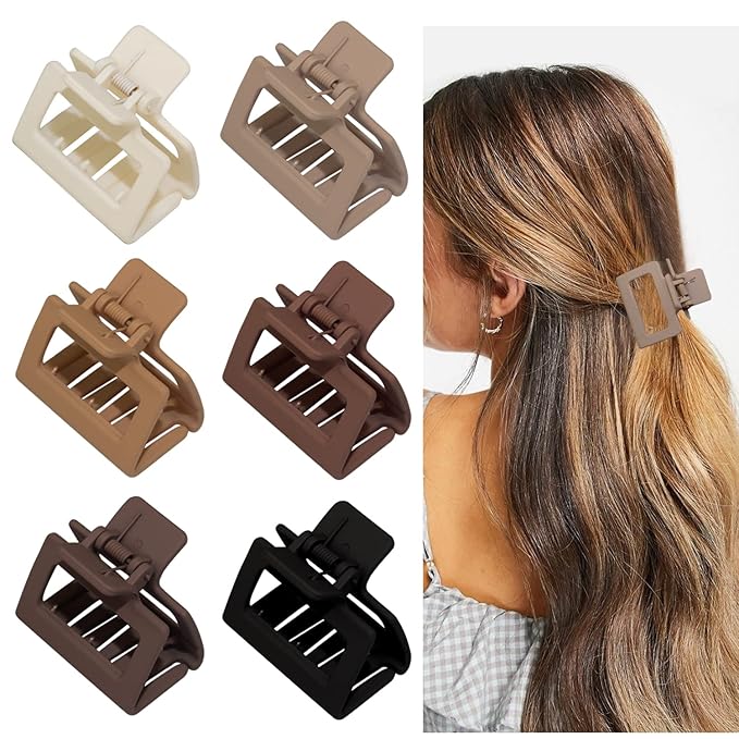 Medium Claw Hair Clips for Women Girls, 2" Matte Rectangle Small Claw Clips for Thin/Medium Thick Hair, Hair Jaw Clip Nonslip