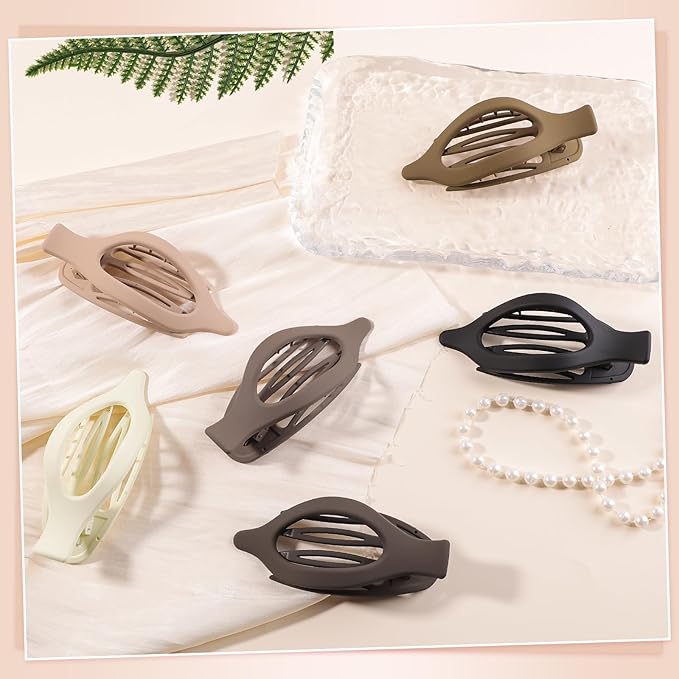 Obeoby 6 PCS Flat Hair Clips for Women, French Flat Claw Clips Large Medium Hair Barrettes Accessories Stocking Stuffers Christmas Gifts (Neutral)