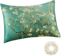 ALASKA BEAR Luxury Silk Pillowcase for Beauty Sleep, Genuine 22 Momme Mulberry Silk Pillow Case Slip for Room Decor, Cherry Blossom Floral Pattern Printed, Queen Size (1pc, Gift Box)