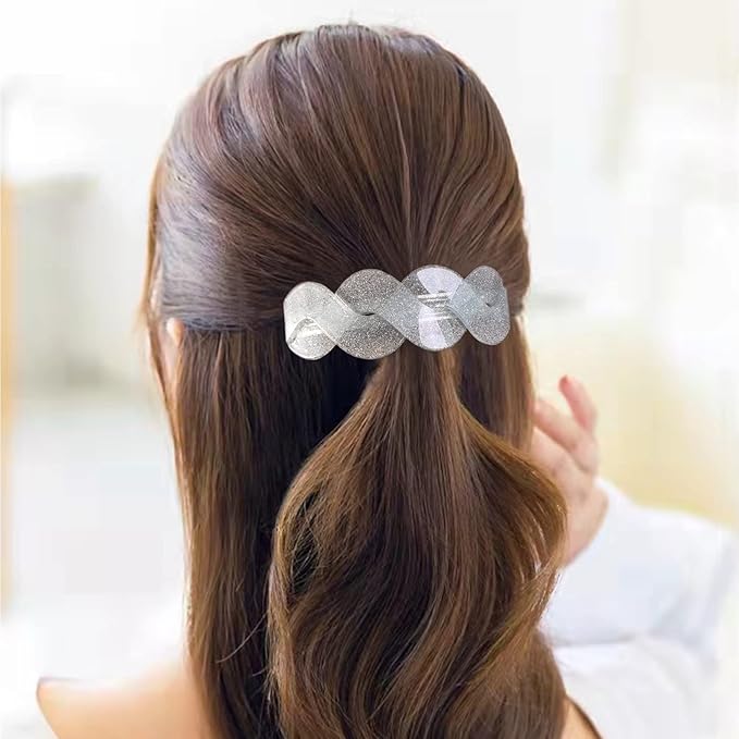 3 Pcs Large Retro Women's Hair Barrettes, French Hair Pins, Thick Hair Clasps and Accessories (fine powder1)