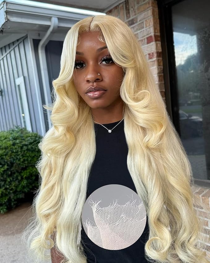 Alididi Skinlike Real Hd 613 13x6 Lace Front Wig Human Hair Pre Plucked Bleached Knots 200% Density 0.10mm Ultra-Thin Invisible Lace Blonde Wig Human Hair Body Wave For Women 20 Inch